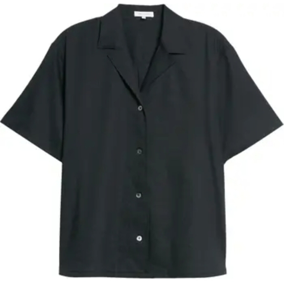 Rebecca Taylor Black Linen Cabana Button Down Collar Shirt - Picture 4 of 4